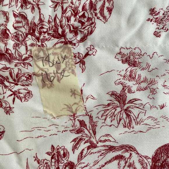 Red White Toile Ruffled Curtain Valances Cotton French Country Stripes Set of 3 - Picture 5 of 9